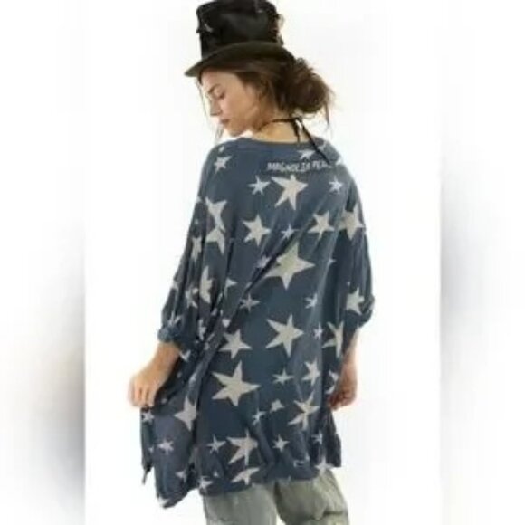 Magnolia Pearl Francis Pullover Galaxy Cotton Jersey Distressed TUNIC Tee OS NWT - Picture 2 of 10